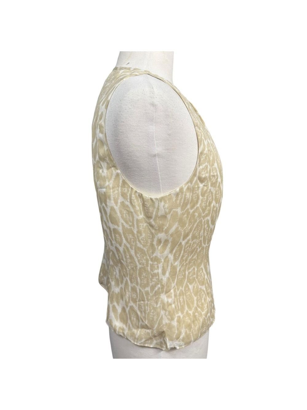 NWT Carlisle Beige White Animal Print Halter Neck Silk Blouse US 10 - Picture 4 of 12